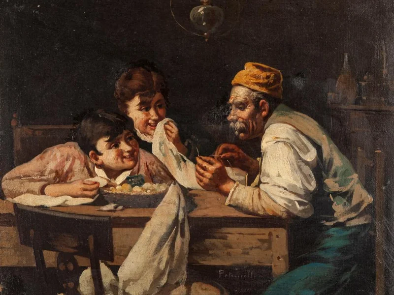 1856-Arturo Petrocelli - Lezione di cucito